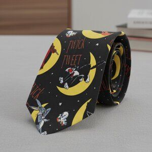 Looney Tunes Mania Vintage‎ Tie Mens Twick or Tweet Necktie Halloween Black 90s